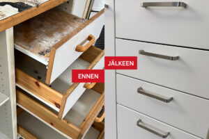 Elegan keittiöuudistuksessa uusitut laatikostot