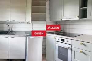 Jennyn mökkikeittiö ennen ja jälkeen 